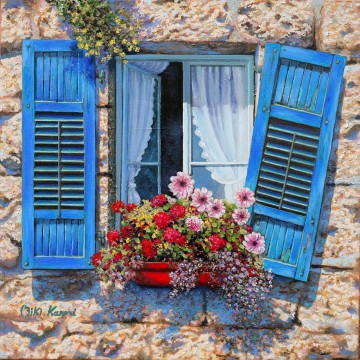 フラワーズ Painting - 地中海 26 印象派の花